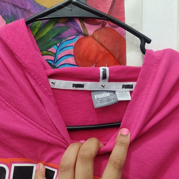 Puma Pink Crop Hoodie - Picture 2 of 3